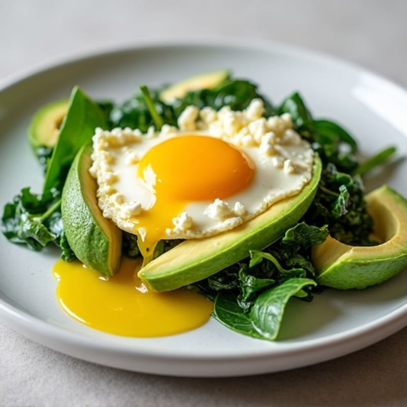 Egg White Spinach Scramble with Cottage Cheese and Avocado