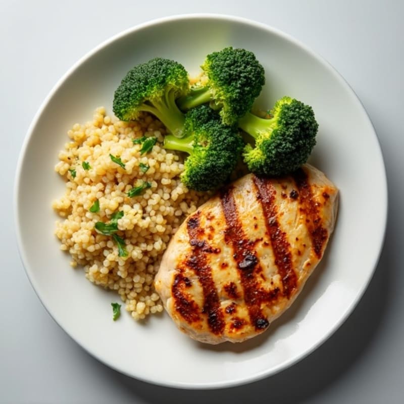 Grilled Chicken Breast with Roasted Broccoli and Quinoa