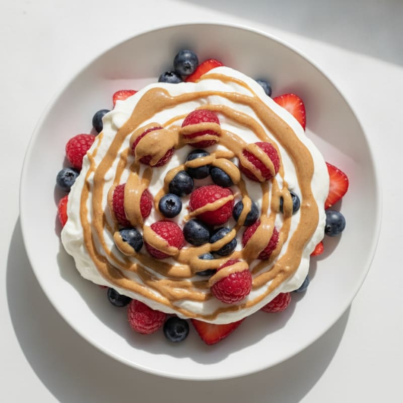 Greek Yogurt Protein Parfait with Mixed Berries and Almond Butter
