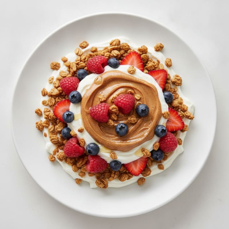Creamy Greek Yogurt Parfait with Mixed Berries and Almond Butter