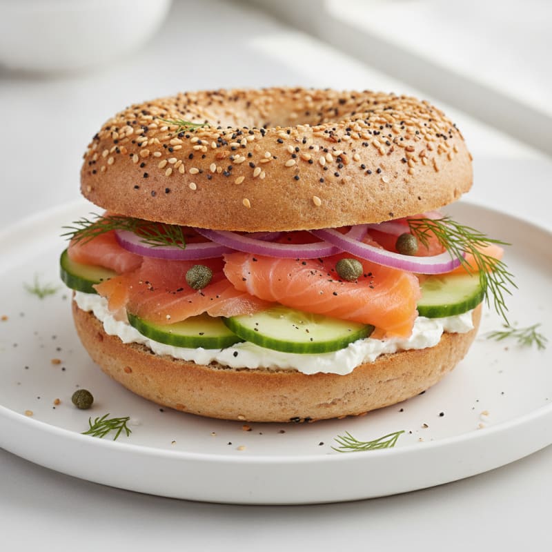 Smoked Salmon Everything Bagel Sandwich