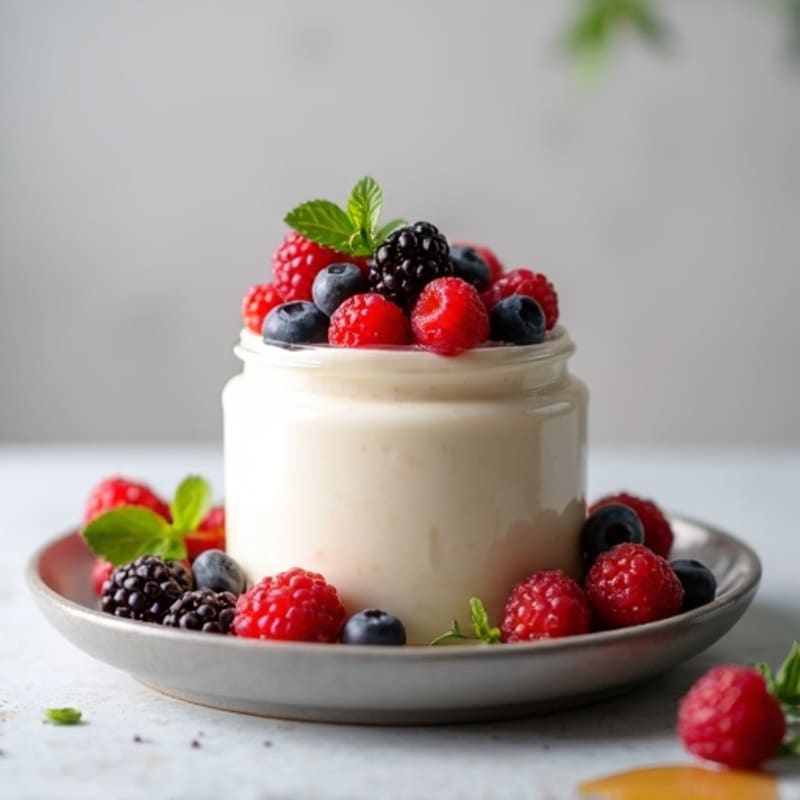 Creamy Greek Yogurt Protein Pudding with Mixed Berries