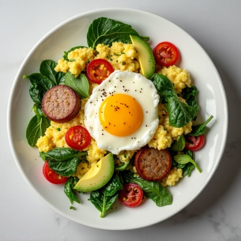 Egg White and Turkey Sausage Scramble with Spinach