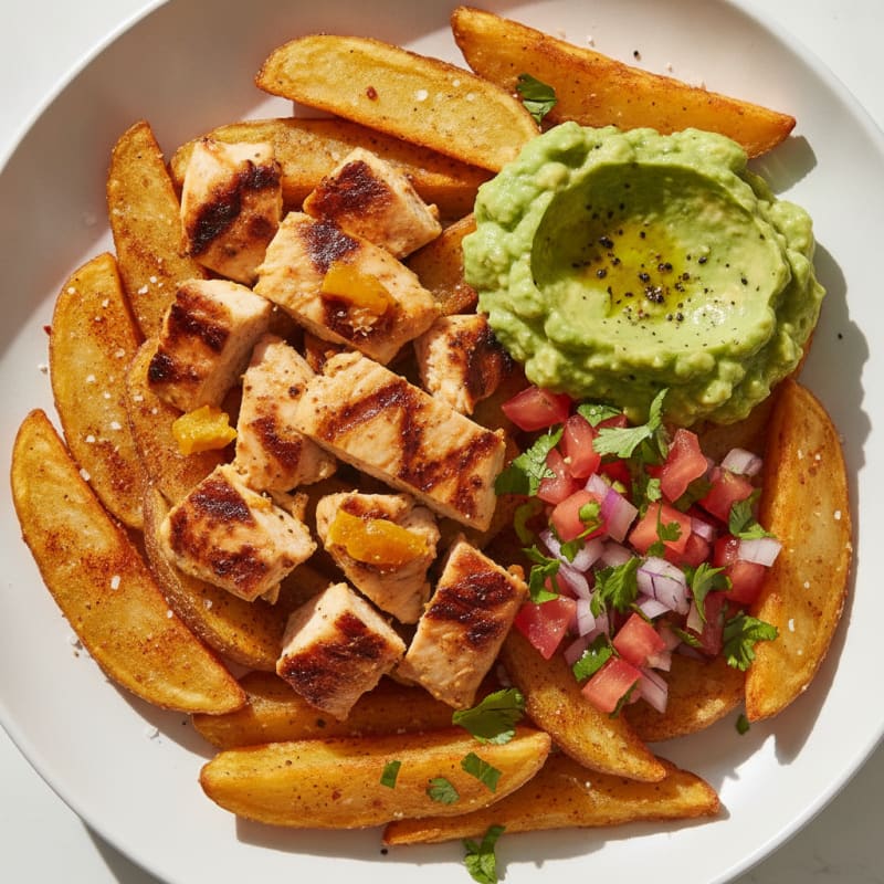 Chicken Asada Fries with Guacamole