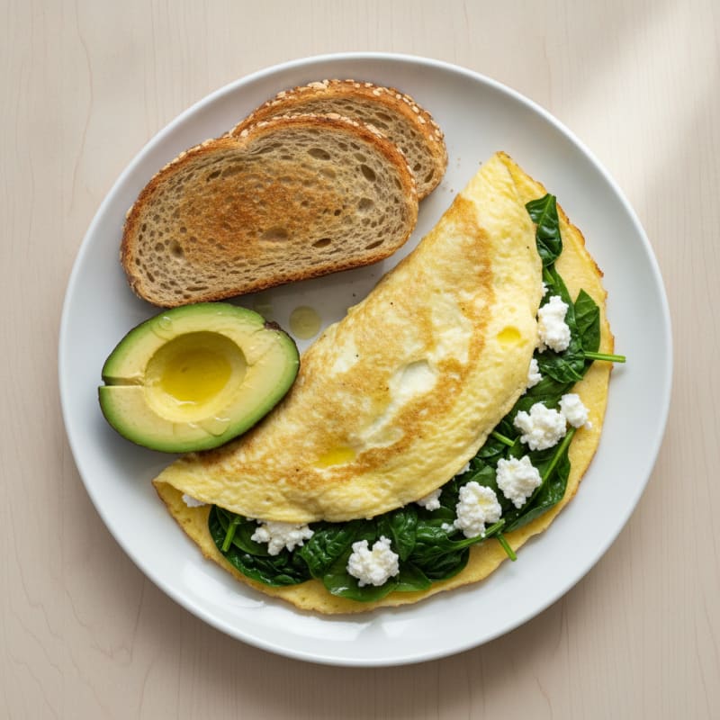 Egg White Spinach Omelette with Cottage Cheese
