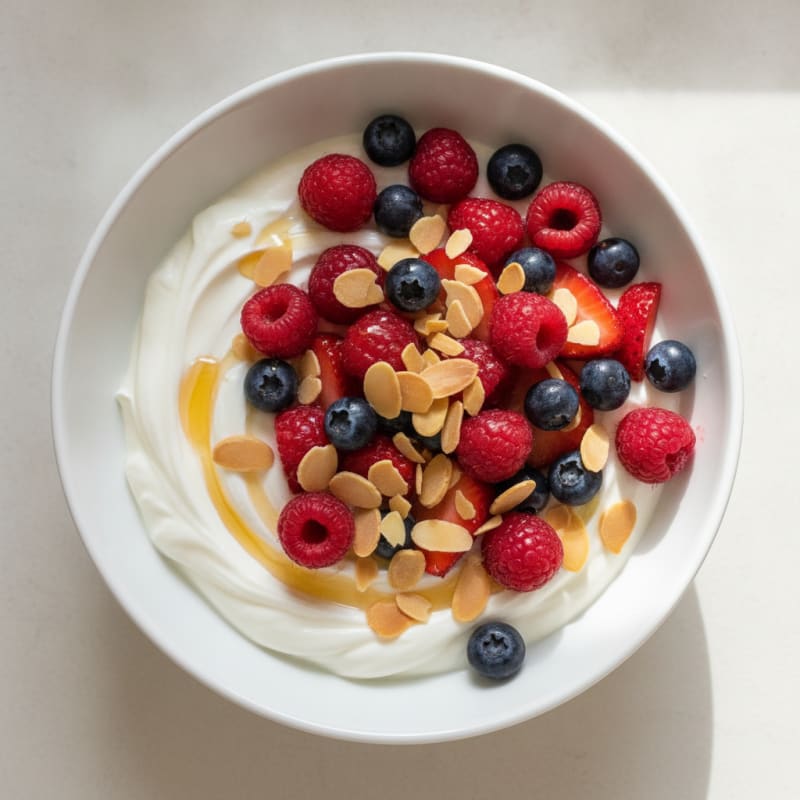 Creamy Greek Yogurt Bowl with Mixed Berries and Toasted Almonds