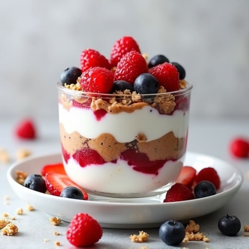 Greek Yogurt Parfait with Mixed Berries and Almond Butter