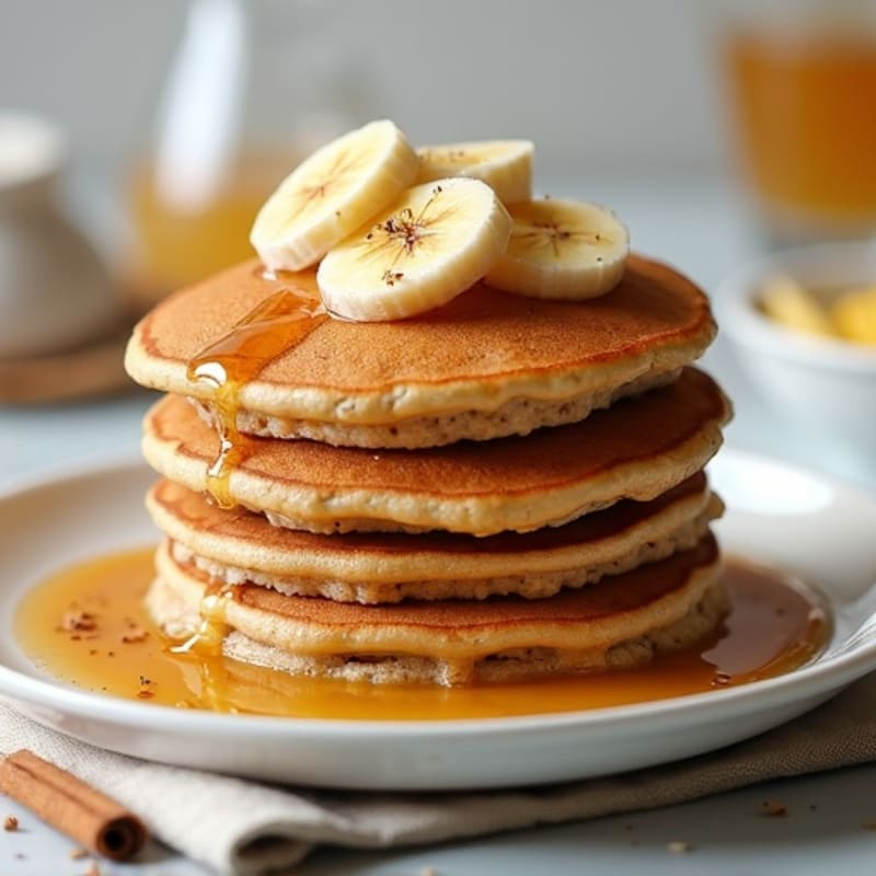 Banana Protein Pancakes with Warm Spiced Banana Compote
