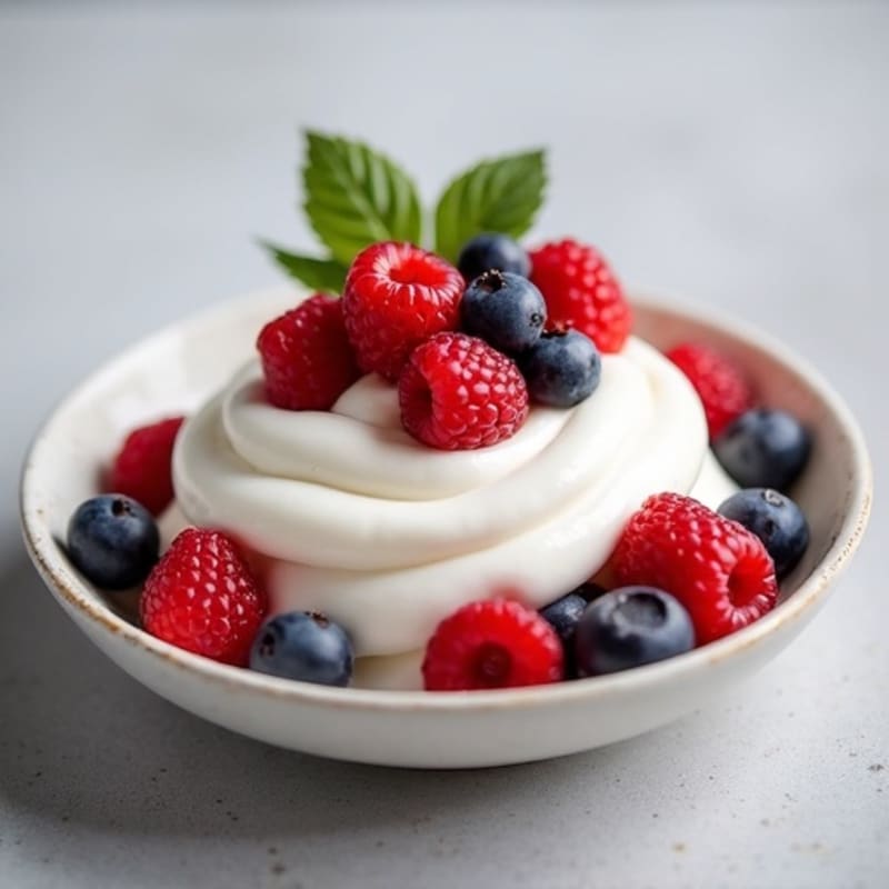 Greek Yogurt Protein Mousse with Mixed Berries