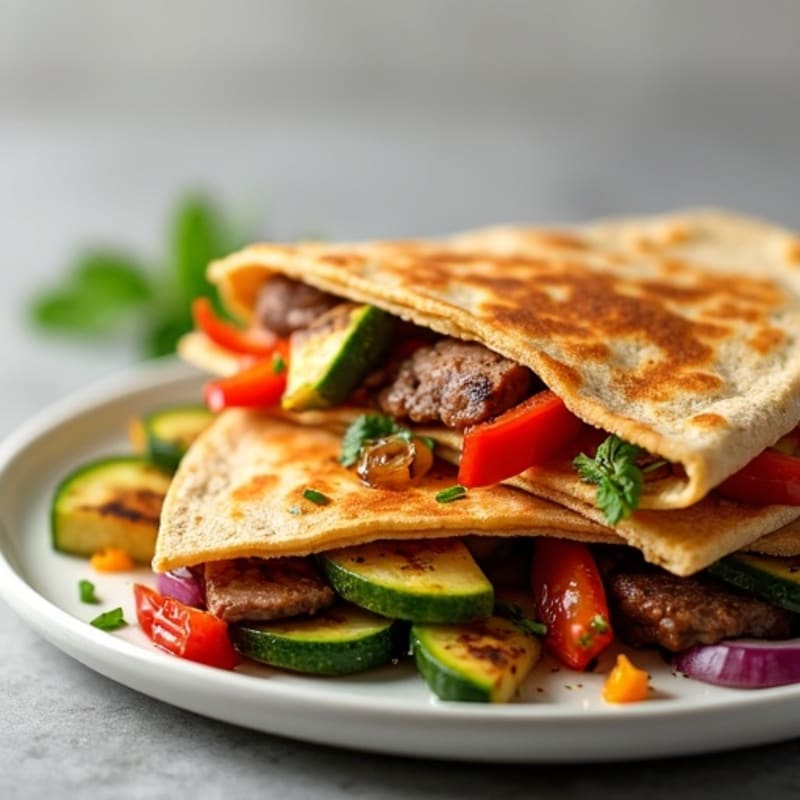 Crispy Whole Wheat Steak and Loaded Veggie Quesadillas