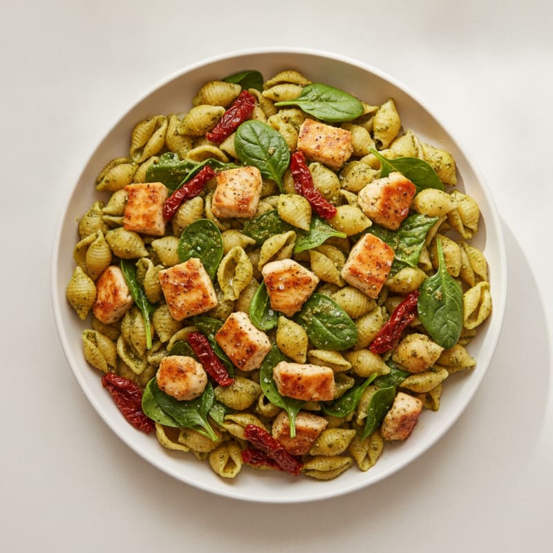 Pesto Chicken Pasta with Sun-Dried Tomatoes