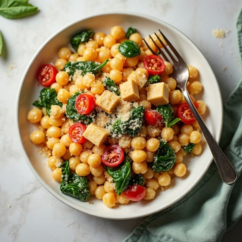 Creamy Sun-Dried Tomato Chickpea Pasta with Spinach