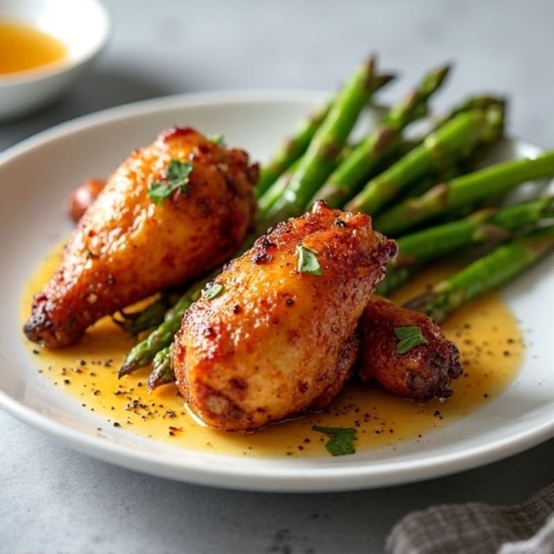 Crispy Baked Chicken Wings with Roasted Asparagus