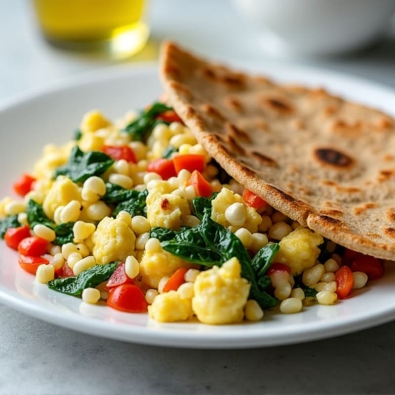 Egg White and Turkey Spinach Scramble with Cottage Cheese