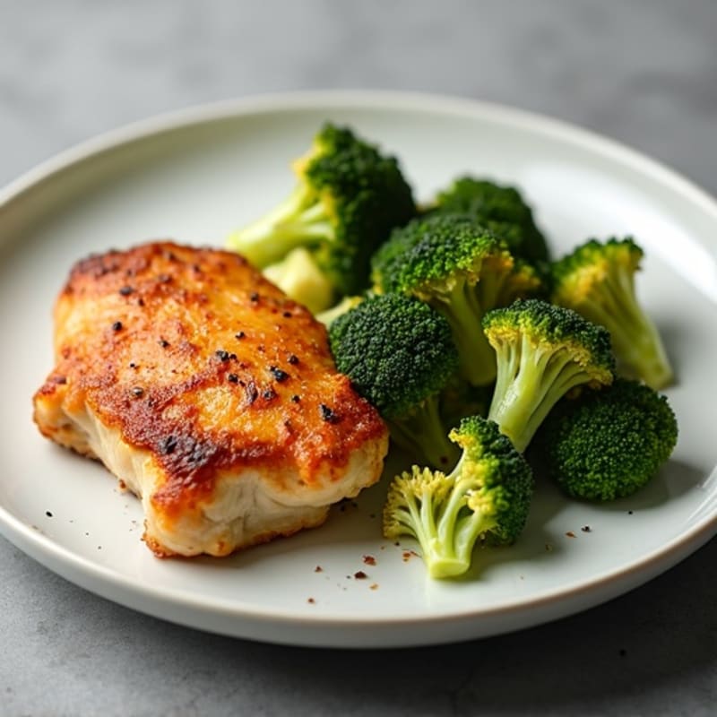 Crispy Pan-Seared Chicken Thighs with Roasted Broccoli