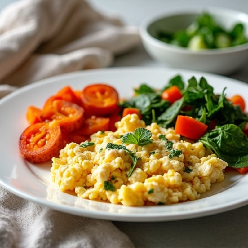 Egg White and Veggie Scramble with Roasted Sweet Potato