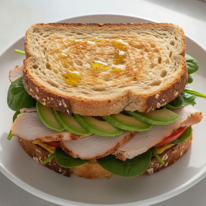 Grilled Turkey and Avocado Sandwich with Leafy Greens