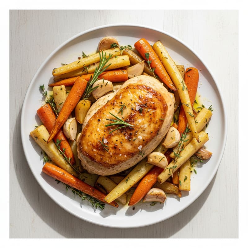 Garlic Herb Roasted Chicken with Root Vegetables