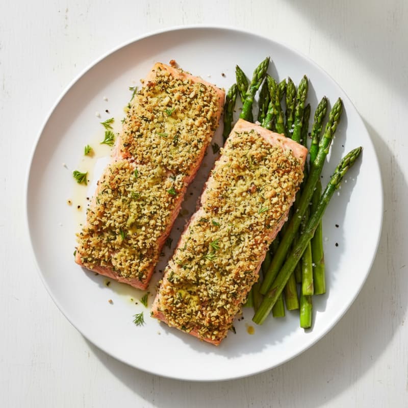 Herb-Crusted Salmon with Roasted Asparagus