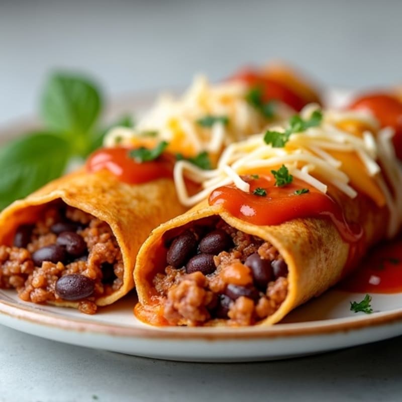 Lean Beef and Black Bean Enchiladas with Melted Cheese