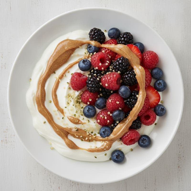 Creamy Greek Yogurt Bowl with Mixed Berries and Almond Butter