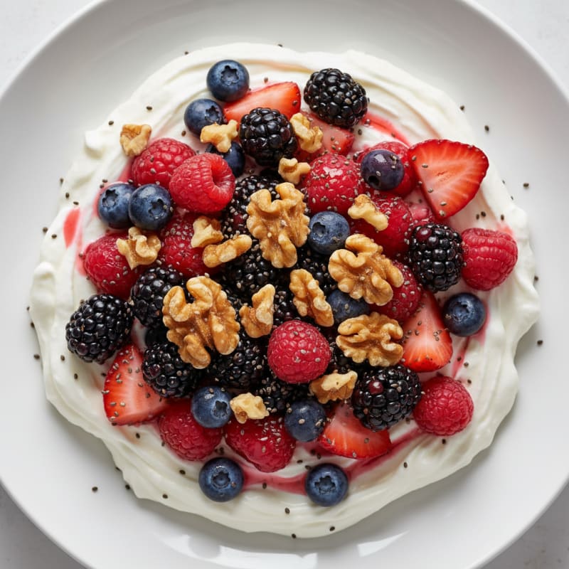 Greek Yogurt Protein Mousse with Mixed Berries