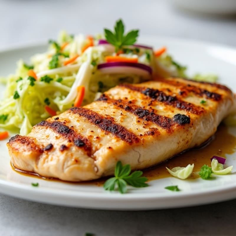 Grilled Chicken Breast with Crunchy Cabbage Slaw