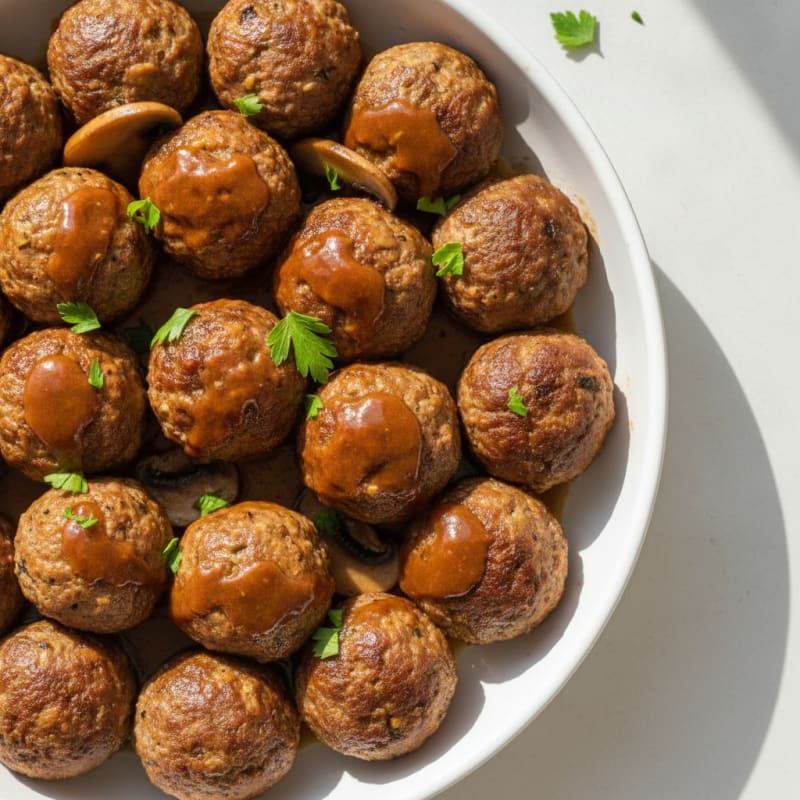 Beef & Portobello Baked Meatballs