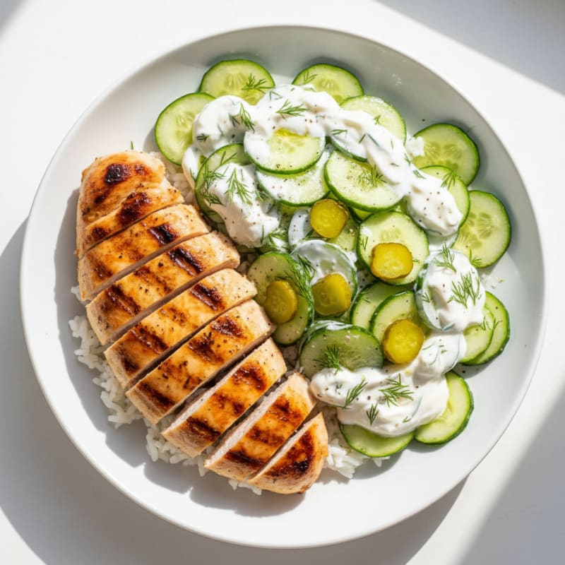 Grilled Chicken and Cucumber Salad with Greek Yogurt Dressing