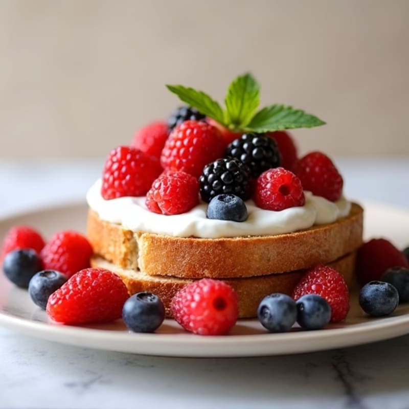 Peanut Butter Protein Fluff Toast with Fresh Berries