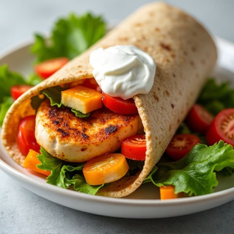 Healthy Buffalo Chicken Wrap with Crunchy Veggies