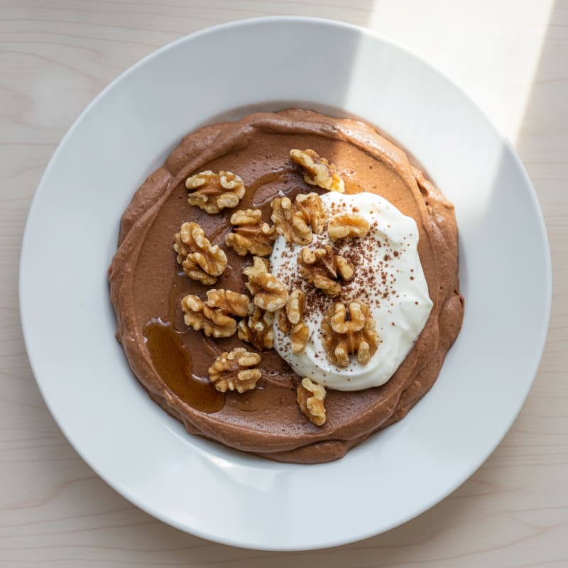 Silky Chocolate Protein Pudding with Toasted Walnuts