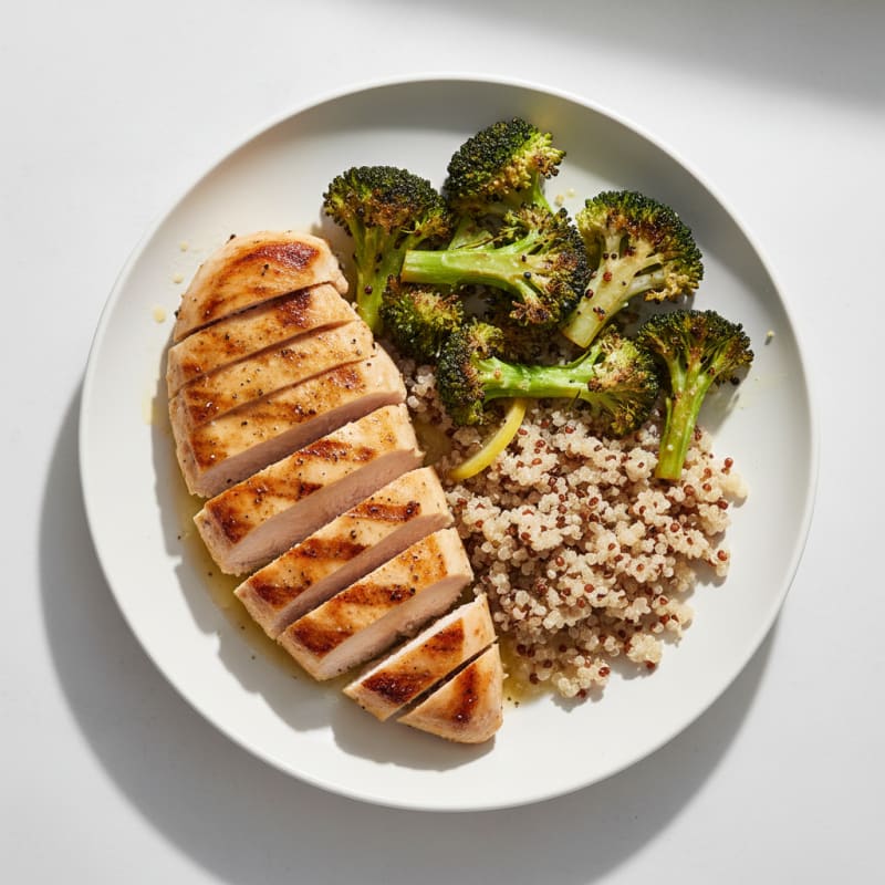 Grilled Chicken Breast with Roasted Broccoli and Quinoa