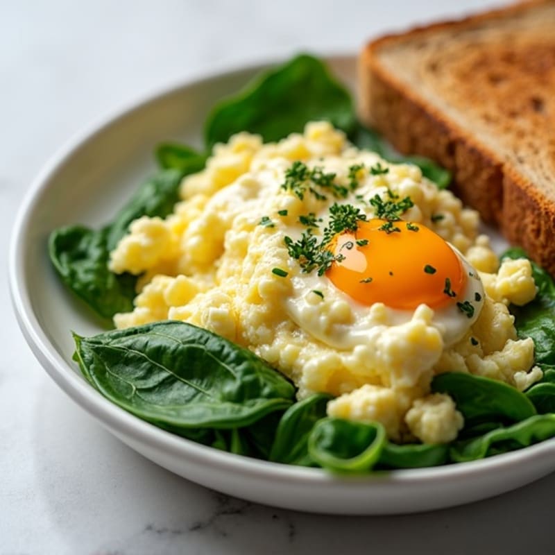 Egg White and Spinach Scramble with Cottage Cheese