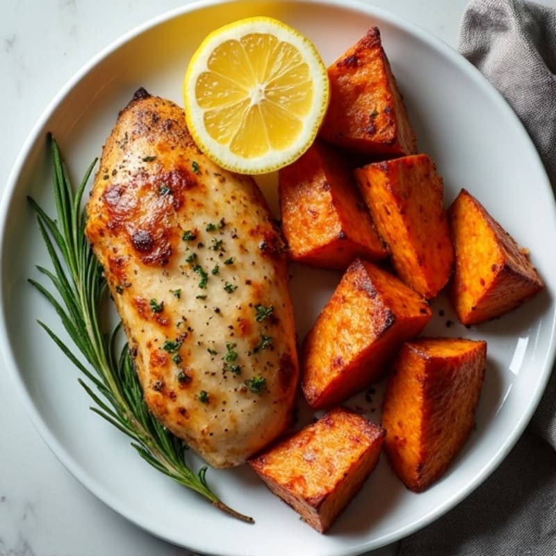 Sheet Pan Lemon Herb Chicken and Crispy Sweet Potatoes