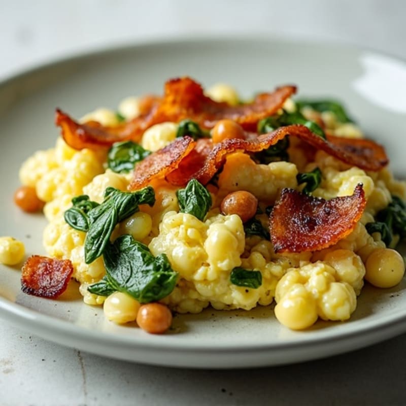 Egg White Spinach Scramble with Turkey Bacon