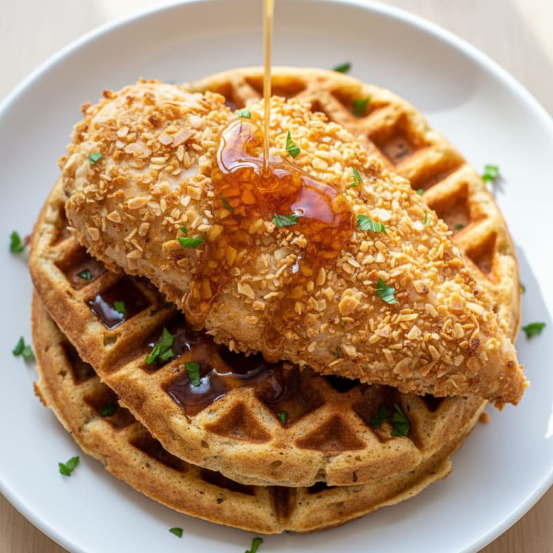 Golden Crispy Chicken and Waffles