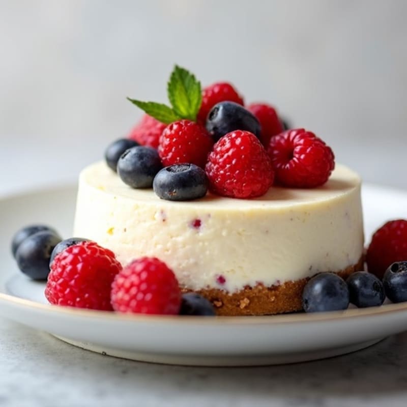 Greek Yogurt Protein Cheesecake with Mixed Berries