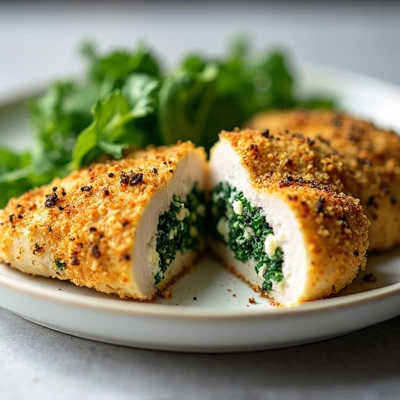 Herb-Crusted Chicken Breast Stuffed with Creamy Spinach and Feta