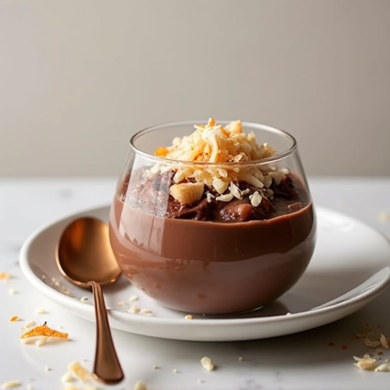 Silky Chocolate Protein Pudding with Toasted Coconut
