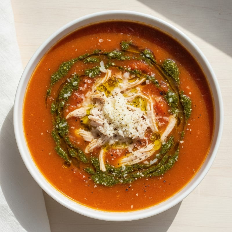 Roasted Tomato Basil Soup with Parmesan