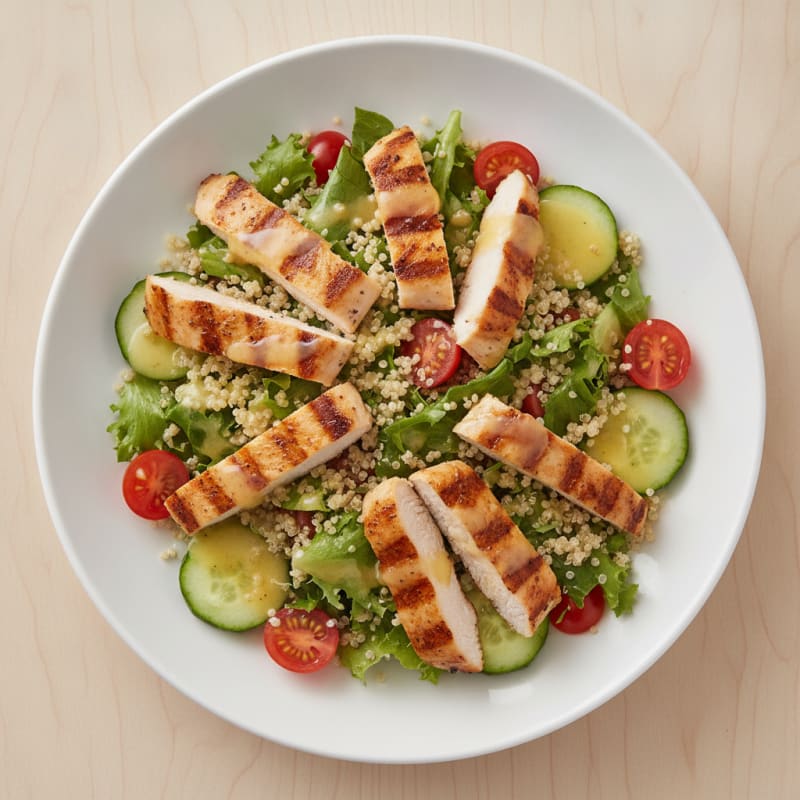Grilled Chicken and Quinoa Salad with Mixed Greens
