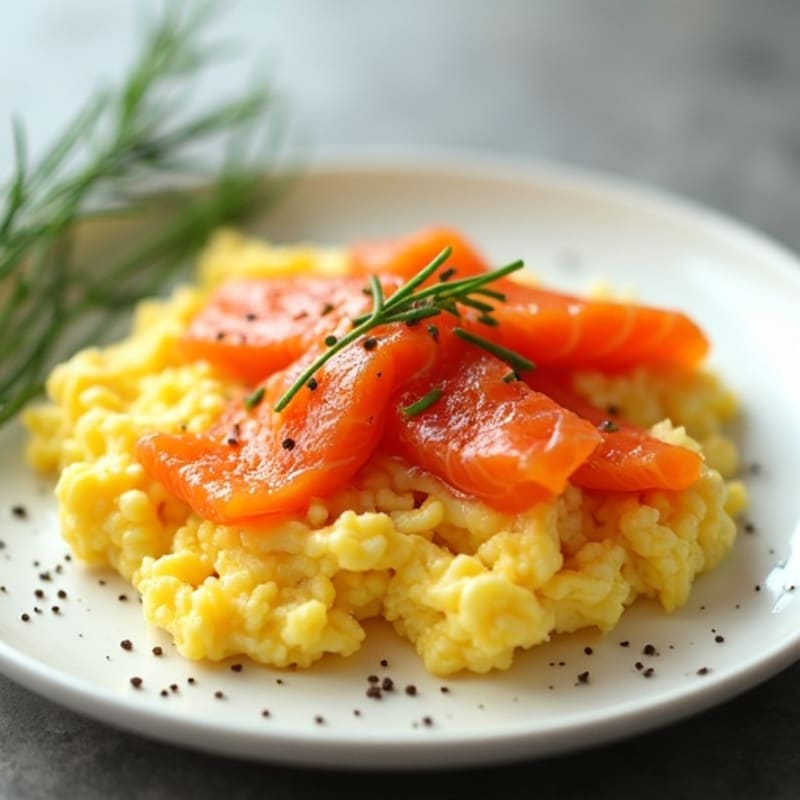 Pan-Seared Smoked Salmon with Soft Scrambled Eggs