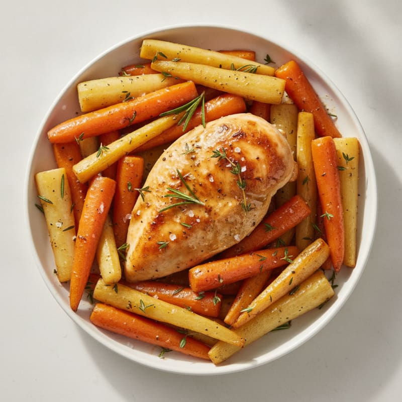 Garlic Herb Roasted Chicken with Root Vegetables