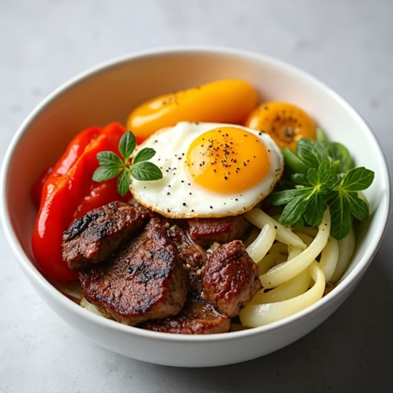Lean Sirloin Philly Steak Bowl with Bell Peppers