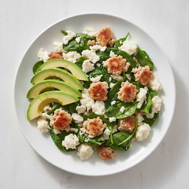 Egg White Scramble with Turkey Sausage and Spinach