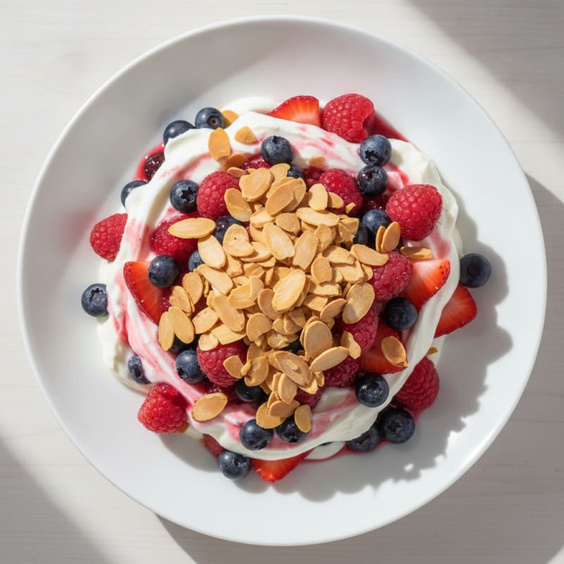 Greek Yogurt Protein Parfait with Berries and Almonds