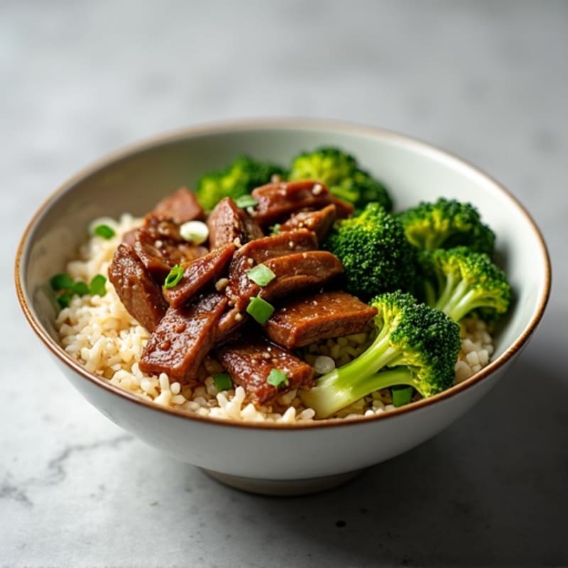 Garlic Ginger Stir-Fried Beef and Broccoli Rice Bowl