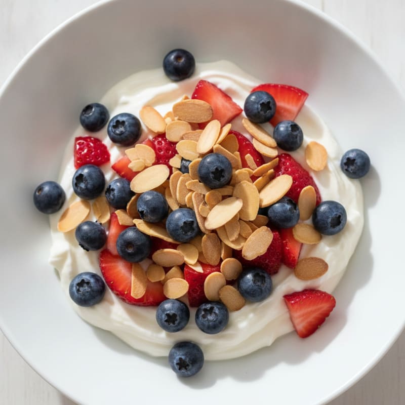 Creamy Greek Yogurt with Protein Powder and Fresh Berries