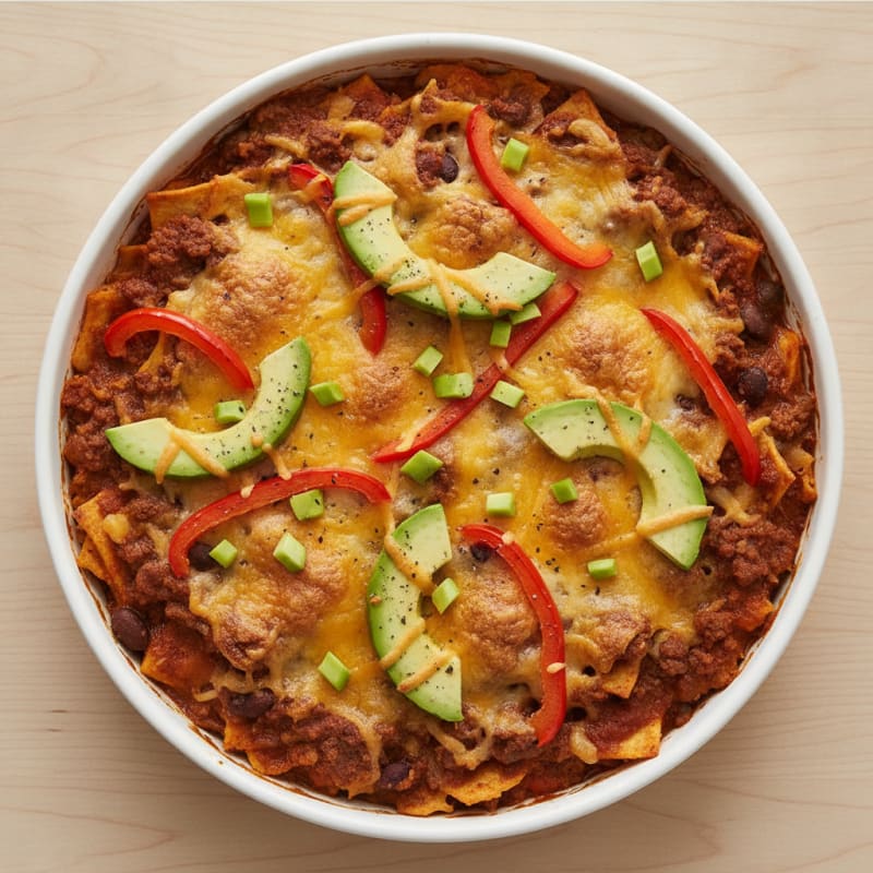 Cheesy Beef Enchilada Bake